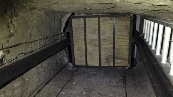 The tunnel ran at a depth of 14m from the bottom of an elevator shaft built into a house in Tijuana to a hole in the ground on the American side