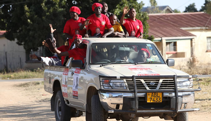 MDC supporters on their way to a rally