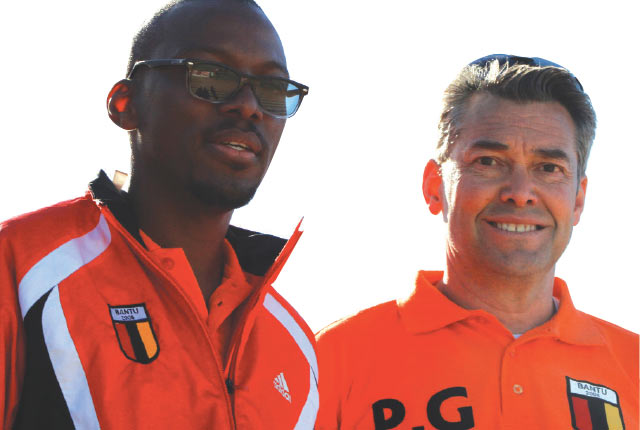 Peter Grieve (right) with Bantu Rovers general manager Wilbert Sibanda