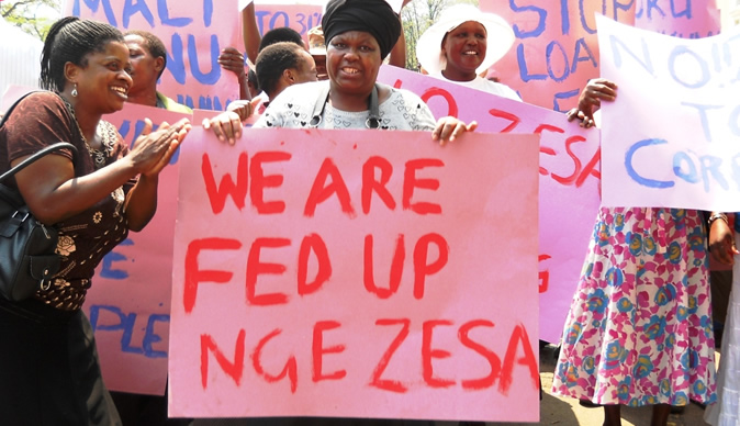 File picture of residents demonstrating against power utility ZESA
