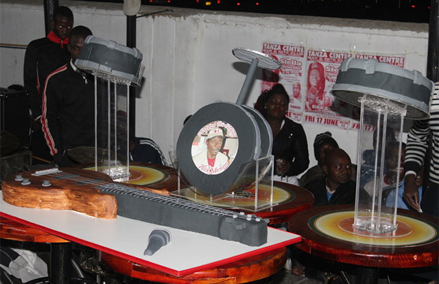 FOR A TRUE KING . . . This guitar, mic and drum set made up just a portion of Alick Macheso’s gigantic birthday cake