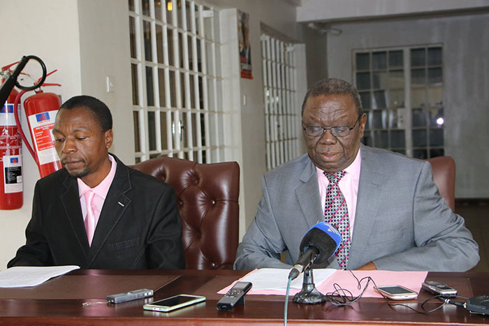 Opposition leader Morgan Tsvangirai and his spokesman Luke Tamborinyoka