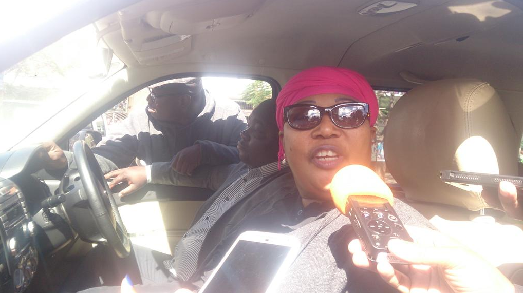 MDC-T Vice President Thokozani Khupe being interviewed from a vehicle