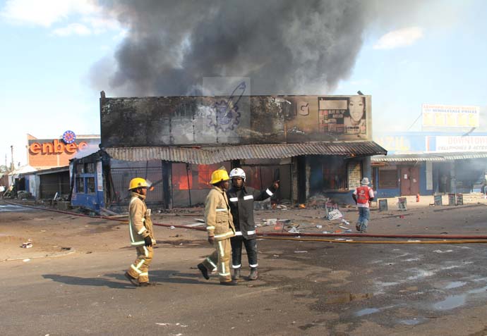 The Fire Brigade arrived too late to stop the fire. Pictures by Wilson Kakurira