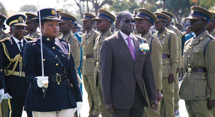 President Robert Mugabe inspecting a police pass out parade