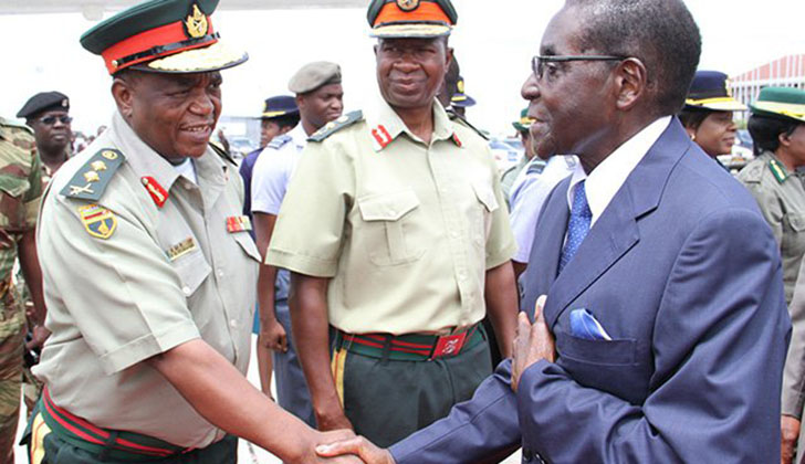 Zimbabwe Defence Forces (ZDF) commander General Constantine Chiwenga, Zimbabwe National Army (ZNA) commander Philip Sibanda and President Robert Mugabe