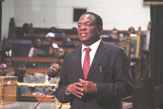 Vice President Emmerson Mnangagwa responds to questions from legislators in the National Assembly