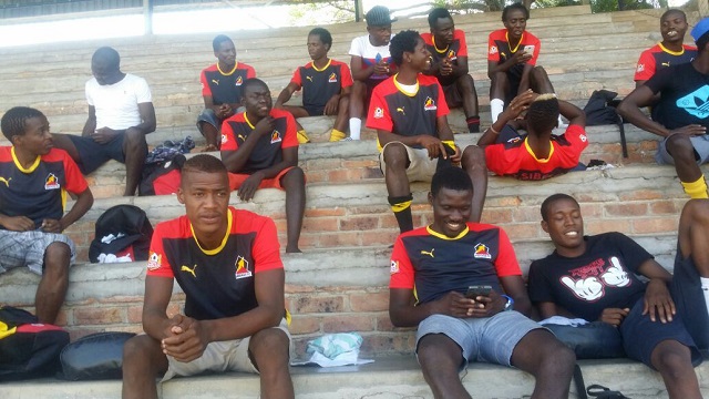 Hwange Football Club players stage a sit in as they demand their dues