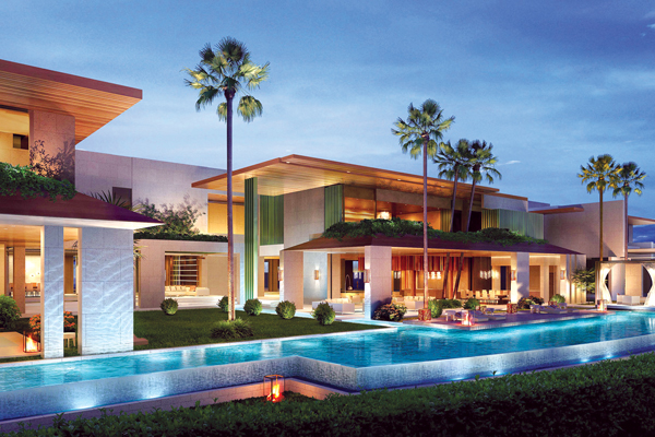 A luxurious villa in the Emirates Hills of Dubai