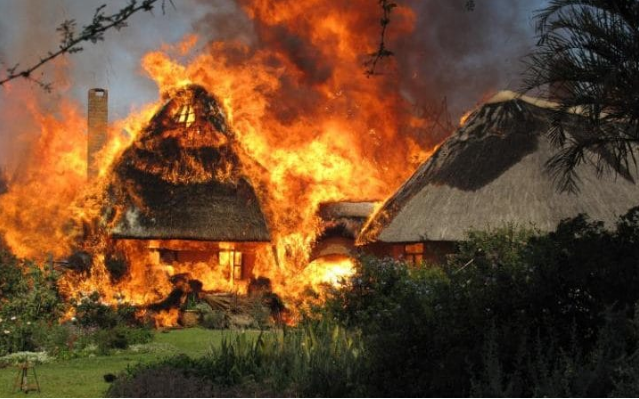 In August 2009, the house was burnt down CREDIT: COURTESY OF BEN FREETH