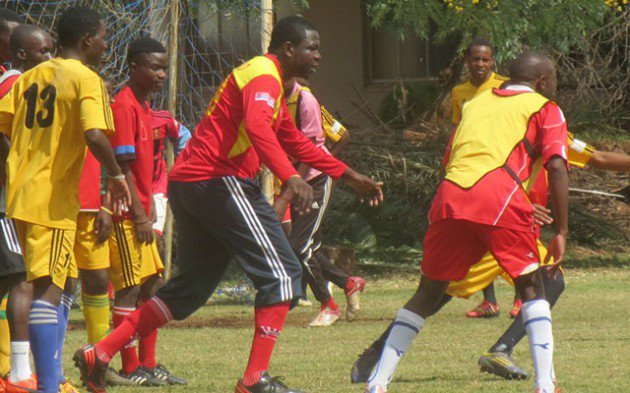 LEADING FROM THE FRONT . . . Yadah Stars owner Prophet Walter Magaya (centre), caught here training with his players, believes his club will shake the domestic Premiership this year