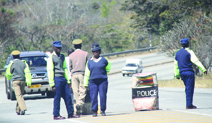 File picture of police roadblock in Zimbabwe