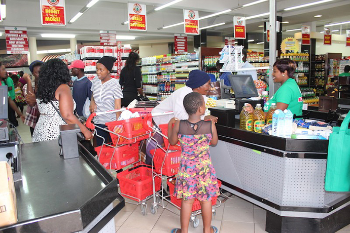 File picture of shoppers in a supermarket