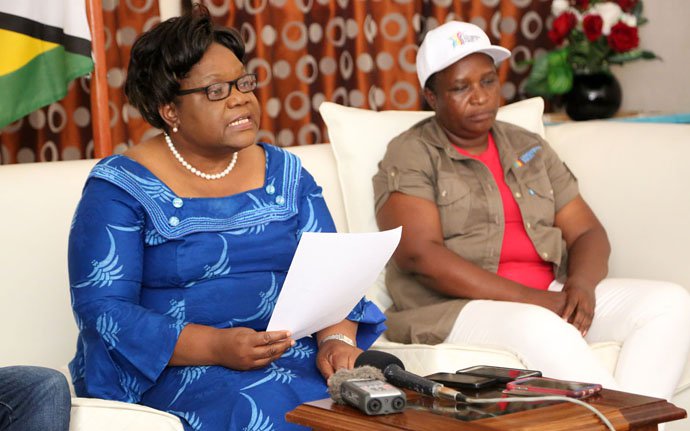 ZimPF leader Dr Joice Mujuru announces the expulsion of her party senior members at a press conference in Highlands – (Picture by Believe Nyakudjara
