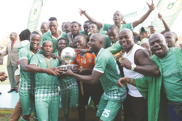 Caps United celebrate after winning the ZNA Commander’s Charities Shield