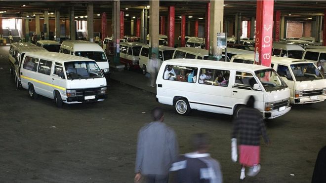 Minibus taxis are widely used form of public transport in South Africa