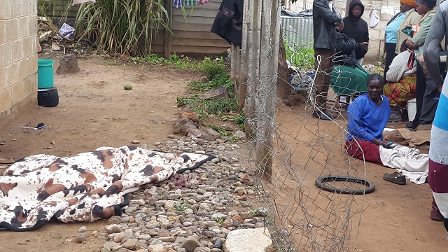 Mrs Alice Mashayamombe (right) and her daughter Oripa’s body covered with a blanket