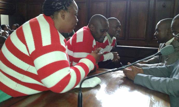 File picture of Nelson Chamisa (far right) on a visit to court in solidarity with Yvonne Musarurwa (left), Last Maengahama and Tunga Madzorere