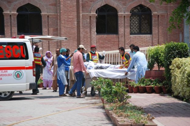 Some fire victims were brought to the Nishtar hospital in Multan