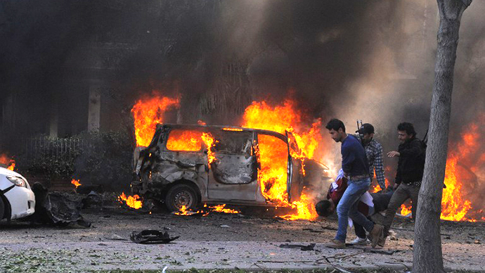 File picture of a car bomb blast in Damascus, Syria