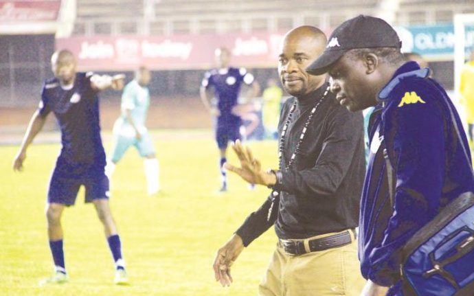 WHAT A NIGHT . . . How Mine coach Kelvin Kaindu battles to contain his delight as his team destroys CAPS United at the National Sports Stadium