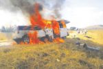 Cop behind wheel of doomed CRV THE JOURNEY THAT NEVER WAS . . . The two vehicles, a Honda CRV and Nissan Caravan are engulfed in flames on impact at the 60km peg along Mvurwi-Centenary Road on Monday