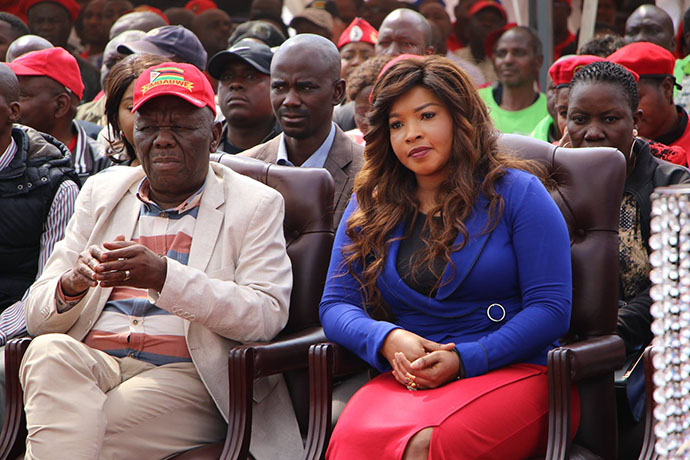 Opposition leader Morgan Tsvangirai and wife Elizabeth Tsvangirai at the Zimbabwe Grounds in Highfield, Harare