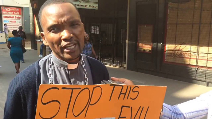 Pastor Phillip Mugadza during an anti-Mugabe protest