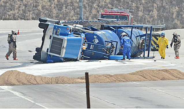 File picture of an overturned tanker
