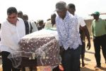 Diasporans donate to Friday Phiri’s family FARE THEE WELL . . . Friday Phiri’s former CAPS United teammates Carlos Max (left) and Brenna Msiska (right) lead pall-bearers as they take his body to its final resting place at Zororo Memorial Park yesterday