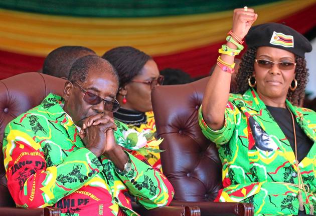 Grace and Robert Mugabe at a Zanu PF rally