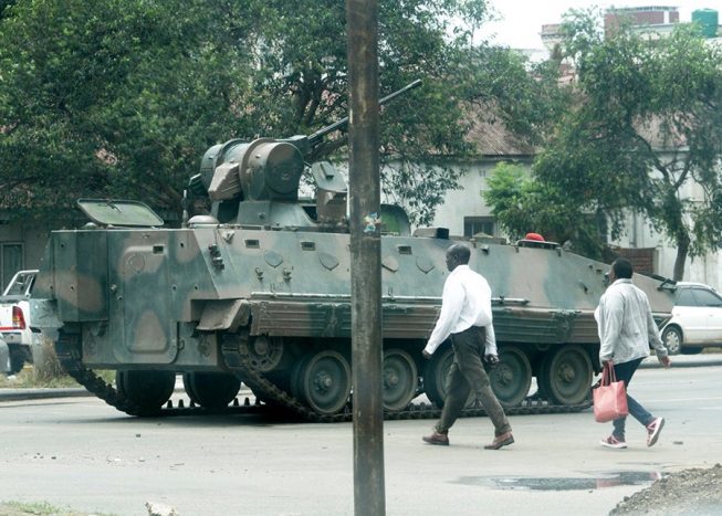 Army tanks on the streets in Zimbabwe