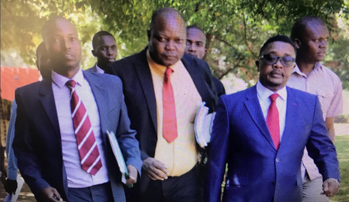 Lawyer Job Sikhala seen here with former Foreign Affairs Minister Walter Mzembi at the Harare Magistrates Court