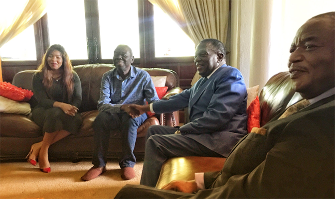 Elizabeth and Morgan Tsvangirai seen here with President Emmerson Mnangagwa and Vice President General Constantino Chiwenga