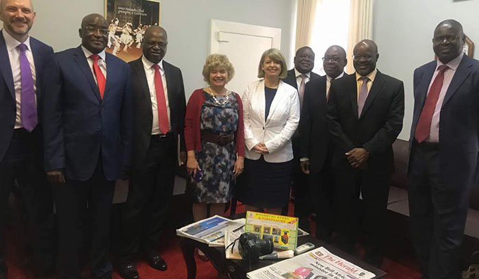 British Ambassador Catriona Laing with the British Minister for Africa and former Goldman Sachs Banker, Harriet Baldwin and the CEOs and lawyers assisting Emmerson Mnangagwa who are Douglas Mboweni Caanan Dube, Joe Mutizwa, Charles Msipa, Edwin Manikai and Herbert Nkala