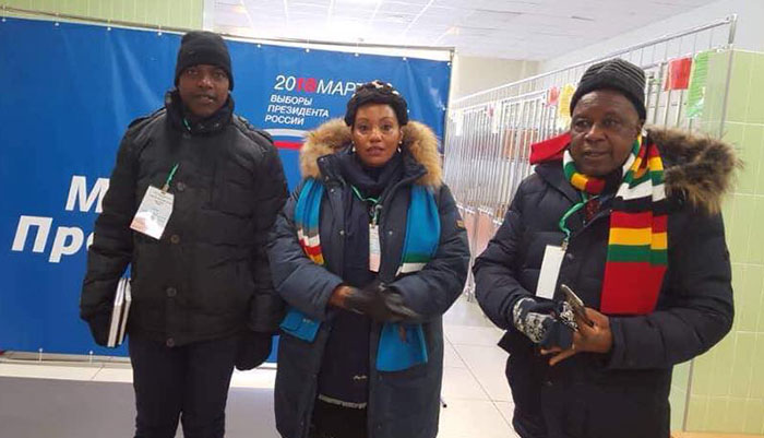 Zimbabwe Electoral Commission (ZEC) chairperson Priscilla Chigumba seen here with War Veterans leader and Presidential Advisor Chris Mutsvangwa in Russia