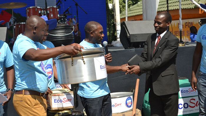 File Picture of Ecosure subscribers walking away with prizes during a promotion