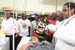 When the rich shun local institutions President Mnangagwa flanked by Vice President Constantino Chiwenga and Minister of Health and Child Care Dr David Parirenyatwa visit injured Zanu-PF chairperson Cde Oppah Muchinguri-Kashiri in a Bulawayo hospital after the bomb blast, which killed two people and injured more than 40 others.