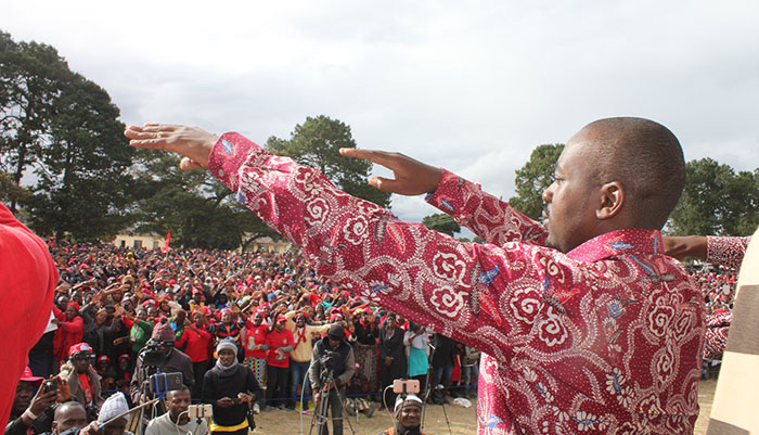 MDC Alliance presidential candidate Nelson Chamisa addressing rally in Marondera