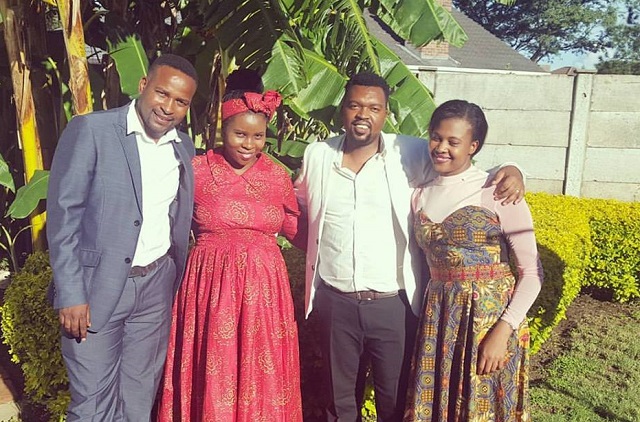 (From left) Edmore Toriro with wife Theodora joined by members of the 3D Events family after paying lobola last year