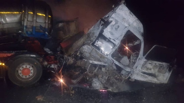 A haulage truck that was involved in a head-on collision in Dinde area outside Hwange town on Monday night