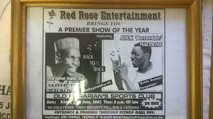 A poster advertising a Mtukudzi and Macheso show in 2003
