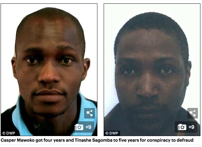 Casper Mawoko got four years and Tinashe Sagomba to five years for conspiracy to defraud