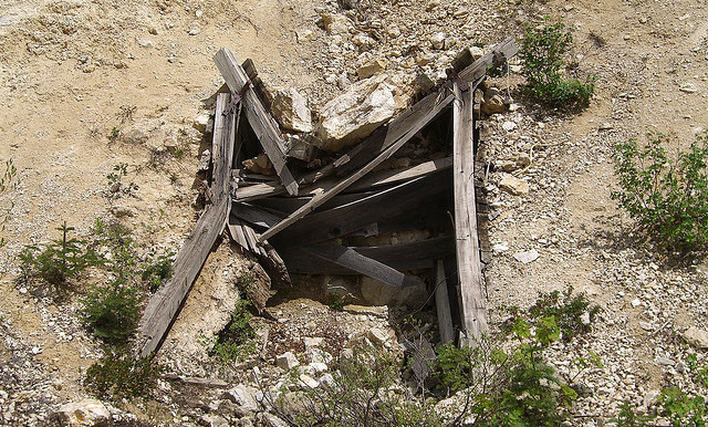 A collapsed mine shaft
