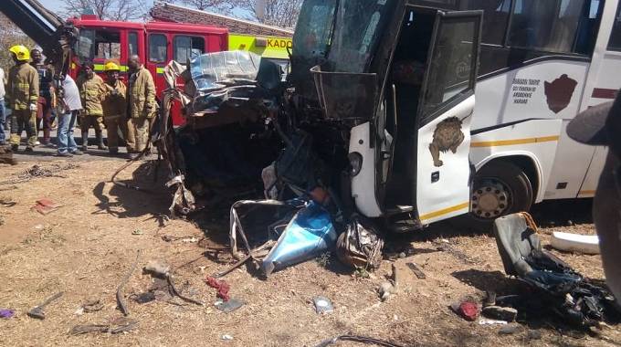 The scene of the horror crash near Kadoma