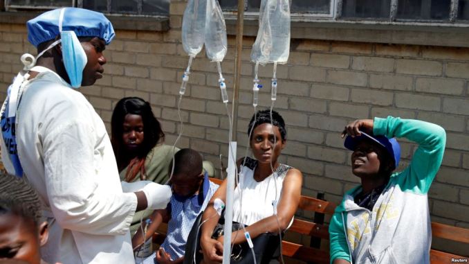 File picture of patients receiving treatment for cholera