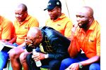 BUNCH OF MISFITS . . . Relegation a real possibility as DeMbare woes mount IT’S ALL GLOOMY . . . Dynamos coach Lloyd Mutasa (second from right) turns to bottled water to wash away his blues as his team huffed and puffed against Harare City at Rufaro.
