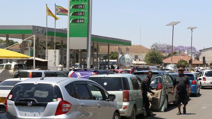The crisis has led to a shortage of fuel with motorists having to queue for petrol