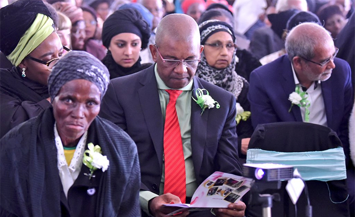 EFF National Chairperson Advocate Dali Mpofu at the funeral service for his late mother Nosebenzile Mpofu.