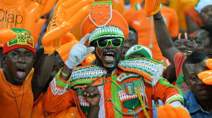Ivory Coast's fans during the 2015 Orange Africa Cup of Nations Semi-Final soccer match, RD Congo Vs Ivory Coast at Bata stadium in Bata, Equatorial Guinea on February 4, 2015. Ivory Coast won 3-1. Photo by Christian Liewig/NCI/ABACAPRESS.COM